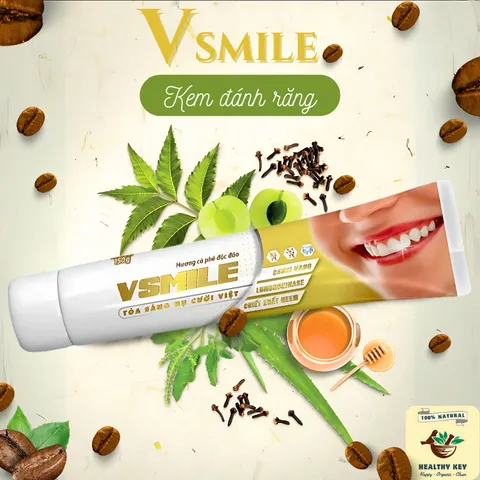 Kem Đánh Răng Hương Cà Phê Vsmile - Răng Trắng Sáng, Thơm Mát, Lưu Thông Nướu, Chiết Xuất Tự Nhiên 150g