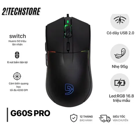 Chuột Gaming Fuhlen G60S Pro - Cảm Biến Chính Xác 3200 DPI, Thiết Kế Ergonomic, Đèn LED RGB Tùy Chỉnh, Phù Hợp Tất Cả Hệ Điều Hành
