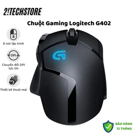 Chuột Gaming Logitech G402 - Cảm Biến Delta Zero 4000 DPI, Thiết Kế Công Thái Học, LED RGB, Chuyên Dụng Cho Game Thủ