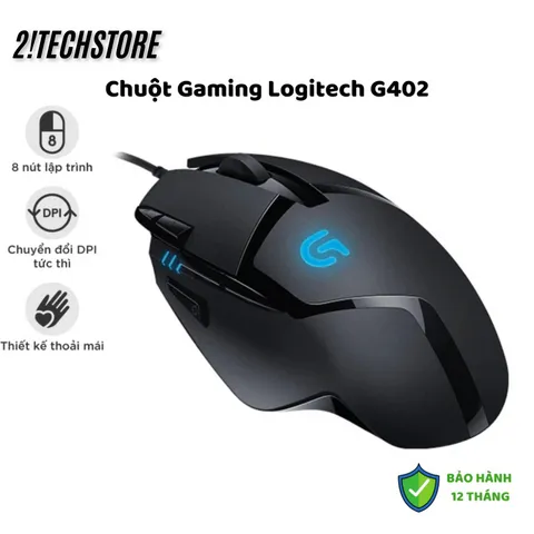 Chuột Gaming Logitech G402 - Cảm Biến Delta Zero 4000 DPI, Thiết Kế Công Thái Học, LED RGB, Chuyên Dụng Cho Game Thủ