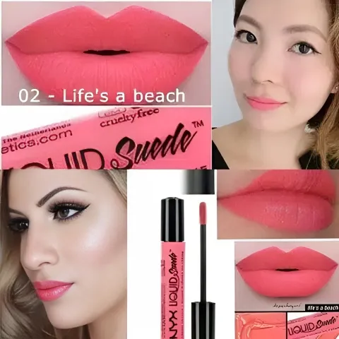 Son kem lì NYX Liquid Suede Cream Lipstick - Đỏ Cam 05 Orange County & Hồng Đào 02 Life's A Beach - Chất Son Matte Mịn, Độ Che Phủ Cao