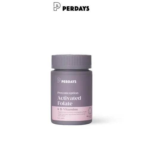 Viên Uống Bổ Sung Acid Folic & Vitamin B Cho Mẹ Bầu - PERDAYS Activated Folate Giúp Ngăn Ngừa Dị Tật Thai Nhi - Lọ 60 Viên