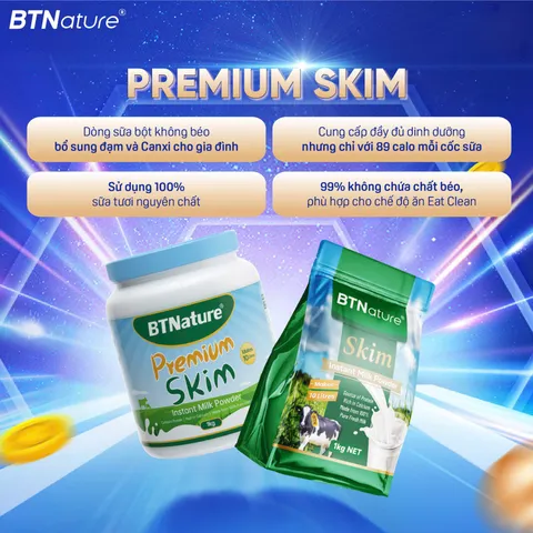 Sữa Tươi Tách Béo BTNature 1KG - Dinh Dưỡng Thể Hình, Bột Tiện Lợi, Hỗ Trợ Tái Tạo Cơ Bắp, Ít Béo, Không Đường, Hương Vị Thanh Nhẹ