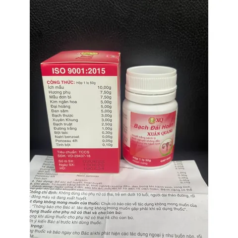 Bạch Đái Hoàn Xuân Quang 50g - Hỗ Trợ Kinh Nguyệt Không Đều, Đau Bụng Khi Hành Kinh, Thực Phẩm Chức Năng Việt Nam