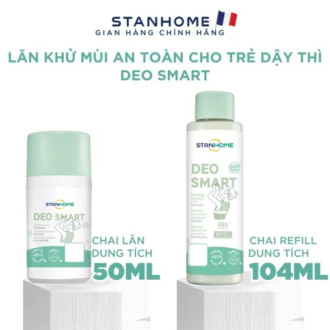 Lăn Khử Mùi Dịu Nhẹ Stanhome Deo Smart 50ml - Khử Mùi Tự Nhiên Cho Trẻ Dậy Thì, Không Cồn, Hương Thơm Duy Trì Suốt 48 Giờ