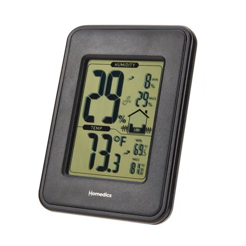 Nhiệt ẩm kế điện tử Homedics UHE-HM100 - Theo dõi độ ẩm và nhiệt độ chính xác trong nhà, màn hình LCD dễ đọc, sử dụng cho gia đình và văn phòng.