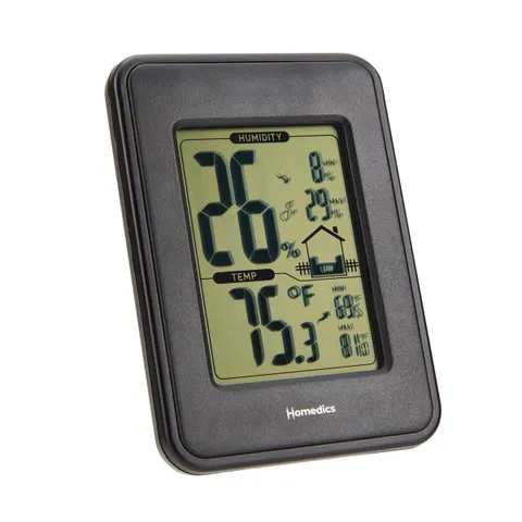 Nhiệt ẩm kế điện tử Homedics UHE-HM100 - Theo dõi độ ẩm và nhiệt độ chính xác trong nhà, màn hình LCD dễ đọc, sử dụng cho gia đình và văn phòng.