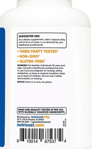 Cây Kế Sữa Nutricost 1,000 MG - Hỗ Trợ Chức Năng Gan Khỏe Mạnh, Phục Hồi Gan Nhiễm Mỡ, Xơ Gan, Viêm Gan Virus - 120 Viên Nhật Bản