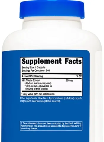 Cây Kế Sữa Nutricost 1,000 MG - Hỗ Trợ Chức Năng Gan Khỏe Mạnh, Phục Hồi Gan Nhiễm Mỡ, Xơ Gan, Viêm Gan Virus - 120 Viên Nhật Bản