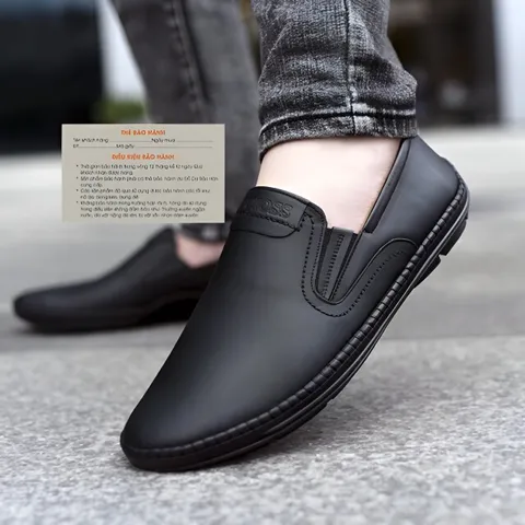 Giầy Lười Nam Da PU Đen Chất Lượng Cao - Giày Sục êm chân Thời Trang Năng Động Dành Cho Giới Trẻ