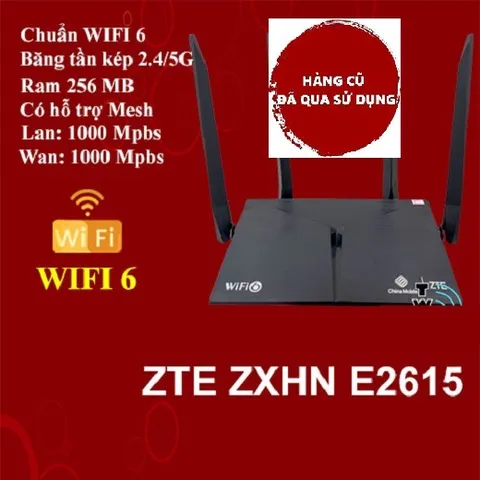 Bộ Phát Router Wifi6 ZTE E2615 AX1800Mbps Có MESH 2 Băng Tần, Thiết Bị Hỗ Trợ Mạng WiFi 6 Cho Gia Đình