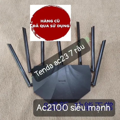 Router WiFi Tenda AC23 Gigabit 2 băng tần AC2100, 7 ăng ten 6dbi, tốc độ 2.4GHz 300Mbps & 5GHz 1733Mbps - Hàng cũ, bảo hành 3 tháng