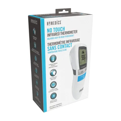 Nhiệt Kế Hồng Ngoại Không Tiếp Xúc HoMedics TIE-210 - FDA Chứng Nhận, Đo Nhiệt Độ Cơ Thể & Vật Thể, Hiển Thị 3 Màu, Tự Động Tắt, Lưu 50 Kết Quả