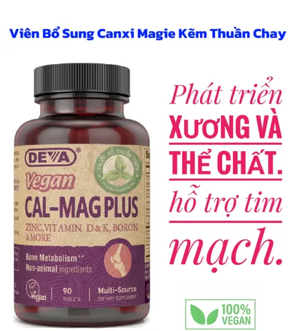 Viên uống Bổ Sung Canxi, Vitamin D & Magiê Thuần Chay Vegan Cal-Mag Plus 90 viên - Hỗ trợ xương khớp khỏe mạnh, hàng chính hãng Mỹ