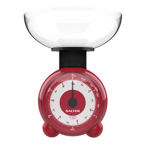 Cân Nhà Bếp Cơ Học Salter 139RDDRA - Thiết Kế Dễ Đọc, Bát Đựng Kèm, Đo Lường 3kg/6lb - Phụ Kiện Tiện Ích Cho Nhà Bếp