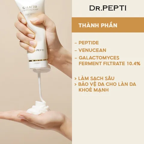 Sữa Rửa Mặt Dưỡng Ẩm Sáng Da Dr.Pepti+ Galacto Cleansing Foam 110ml - Làm Sạch Sâu, Ngăn Ngừa Mụn, Dưỡng Ẩm Cho Mọi Loại Da