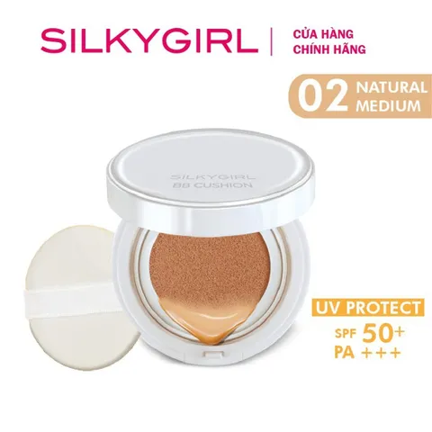 Phấn Nước Silkygirl Magic BB Cushion Tông Tự Nhiên SPF50/PA+++ - Trang Điểm Mịn Màng, Che Phủ Khuyết Điểm 12 Giờ, Dưỡng Ẩm Da