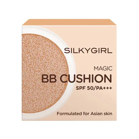 Phấn Nước Silkygirl Magic BB Cushion Tông Tự Nhiên SPF50/PA+++ - Trang Điểm Mịn Màng, Che Phủ Khuyết Điểm 12 Giờ, Dưỡng Ẩm Da