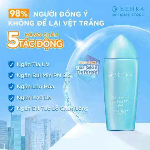 Gel Sữa Chống Nắng Senka Perfect UV Gel SPF50+ PA++++ 80g - Dưỡng ẩm, Bảo vệ da khô khỏi tia UV, không nhờn rít