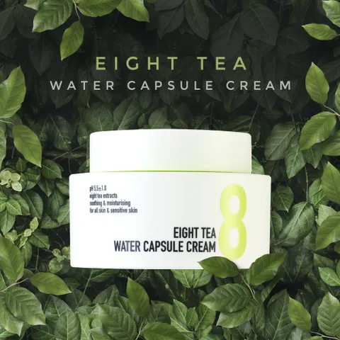 Kem Dưỡng Ẩm B.O.M 8 Chiết Xuất Trà - Eight Tea Water Capsule Cream 50g Cho Da Nhạy Cảm, Cấp Ẩm Nhanh, Giữ Da Mềm Mại