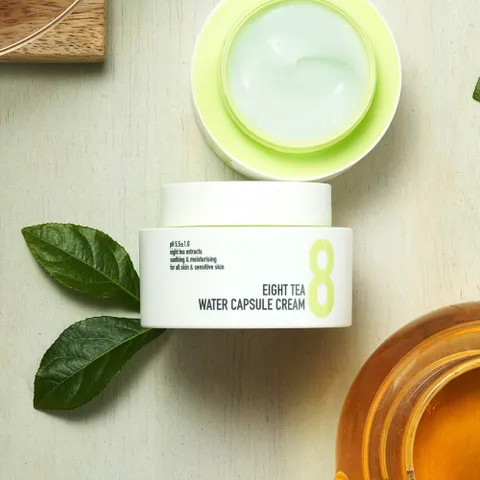 Kem Dưỡng Ẩm B.O.M 8 Chiết Xuất Trà - Eight Tea Water Capsule Cream 50g Cho Da Nhạy Cảm, Cấp Ẩm Nhanh, Giữ Da Mềm Mại