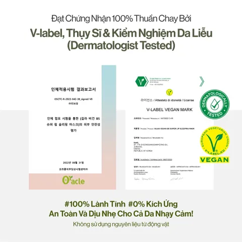 Mặt Nạ Ngủ Môi Gilaa Vegan B5 - Sản Phẩm Trẻ Hóa 10ml Giúp Cấp Ẩm Chuyên Sâu, Phục Hồi Da Môi Nứt Nẻ, Thâm Sạm