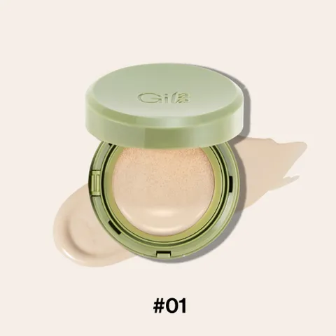 Phấn nước Gilaa Vegan Super Glow Cushion SPF50+ PA++++ - Giúp da căng bóng, bền màu 24h, chứa 20% rau má, phù hợp cho da nhạy cảm, mụn