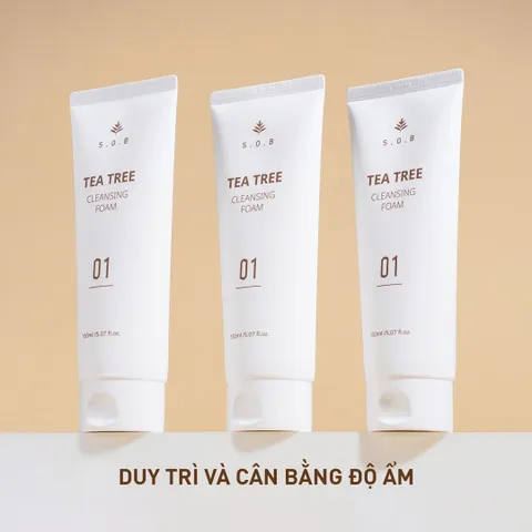 Sữa Rửa Mặt S.O.B Tea Tree Cleansing Foam 150ml - Làm Sạch Sâu và Giảm Mụn, Phù Hợp Cho Da Nhạy Cảm, Chiết Xuất Tự Nhiên