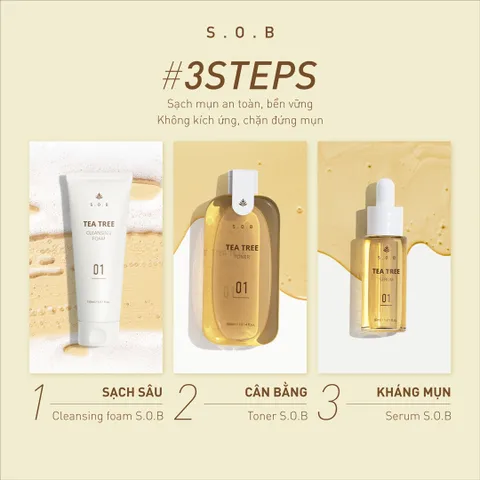 Sữa Rửa Mặt S.O.B Tea Tree Cleansing Foam 150ml - Làm Sạch Sâu và Giảm Mụn, Phù Hợp Cho Da Nhạy Cảm, Chiết Xuất Tự Nhiên