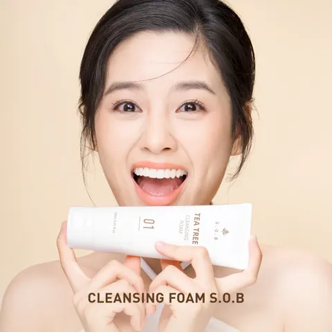 Sữa Rửa Mặt S.O.B Tea Tree Cleansing Foam 150ml - Làm Sạch Sâu và Giảm Mụn, Phù Hợp Cho Da Nhạy Cảm, Chiết Xuất Tự Nhiên