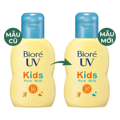 Sữa Chống Nắng Bioré UV Kids Pure Milk SPF50+ PA+++ cho Trẻ Em 70ml - An Toàn, Dịu Nhẹ, Màng Lọc Vật Lý, Không Kích Ứng Da