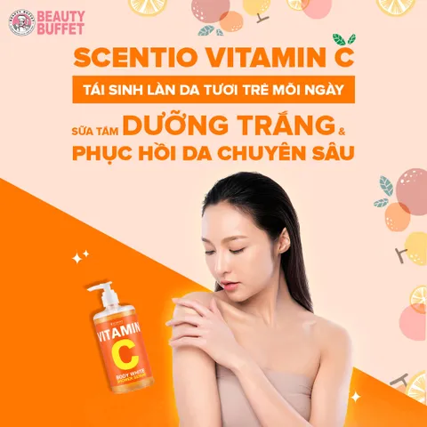 Sữa Tắm Beauty Buffet Scentio Vitamin C Body White 450ml - Dưỡng Sáng, Phục Hồi Da, Chống Khô Ráp, Giúp Làn Da Mịn Màng, Sáng Rạng Rỡ