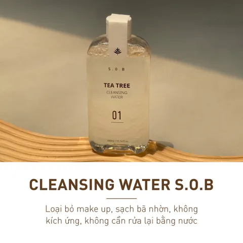 Nước Tẩy Trang S.O.B Tea Tree 300ml - Giải Pháp Làm Sạch Da Nhạy Cảm, Giảm Mụn, Không Gây Kích Ứng, Dưỡng Ẩm Tự Nhiên