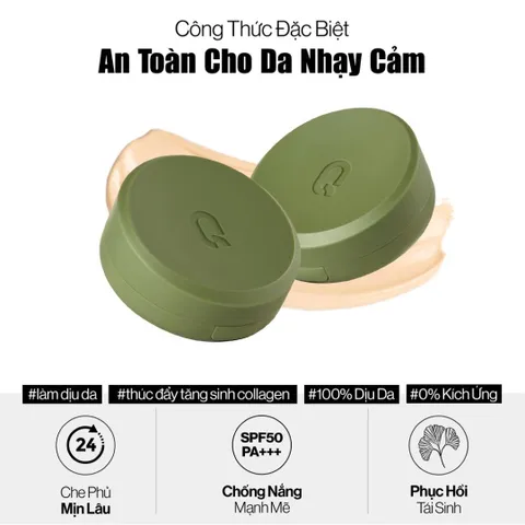 Siêu Phấn Nước Glamrr Q 15g Vegan Super Glow Cushion SPF50+/PA++++ - Phấn Trang Điểm Căng Bóng Chăm Sóc Da, Ngăn Ngừa Nắng