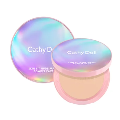 Phấn Nền Cathy Doll Skin Fit Nude Matte Powder Pact SPF30 PA+++ - Trang Điểm Hai Trong Một, Che Khuyết Điểm Tự Nhiên, Dành Cho Mọi Loại Da