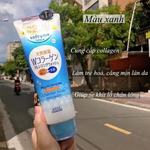 Sữa Rửa Mặt Collagen Kose Softymo 220G( Xanh Nhạt)