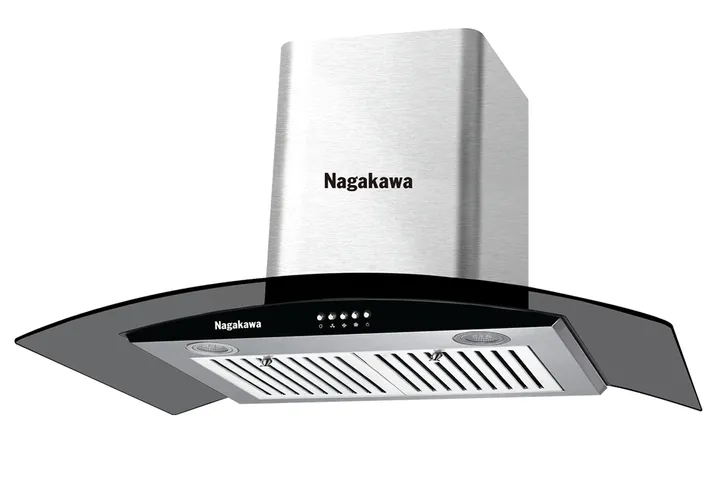 Máy Hút Mùi Kính Cong Nagakawa NAG1853-70CM - Công Suất 200W, Lưu Lượng 1000m³/h, Thích Hợp Mọi Không Gian Bếp Hiện Đại