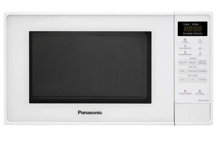 Lò Vi Sóng Panasonic NN-ST25JWYUE 20L - Thiết Kế Trắng Sang Trọng, Đa Chức Năng Hâm, Nấu, Rã Đông, Điều Khiển Điện Tử Tiếng Việt