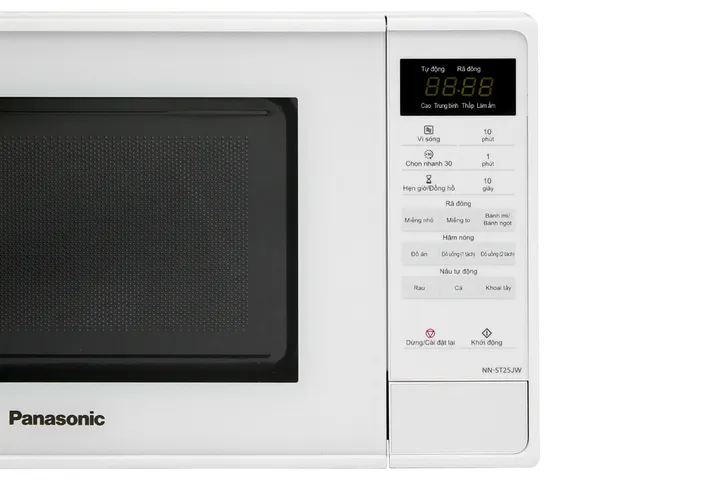 Lò Vi Sóng Panasonic NN-ST25JWYUE 20L - Thiết Kế Trắng Sang Trọng, Đa Chức Năng Hâm, Nấu, Rã Đông, Điều Khiển Điện Tử Tiếng Việt