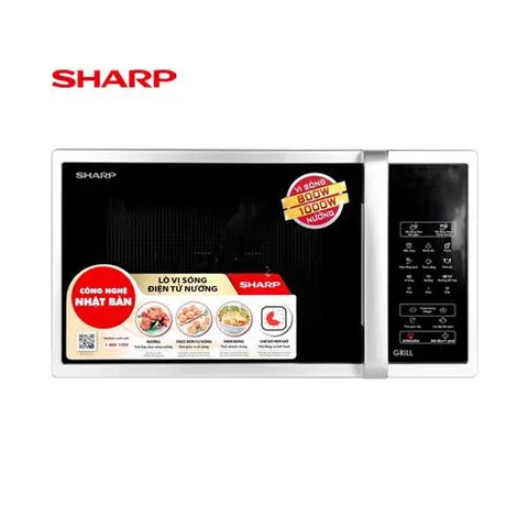 Lò Vi Sóng Sharp R-G372VN-S 23 Lít Có Nướng, Thiết Kế Sang Trọng, Công Suất 800W - Nấu, Hâm, Rã Đông Tiện Lợi cho Bếp Nhà Bạn