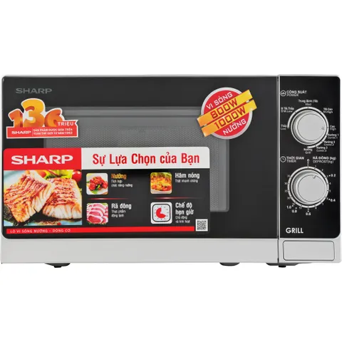 Lò Vi Sóng Sharp R-G222VN-S 20L - Nấu Nướng Kết Hợp Hiện Đại với Chức Năng Rã Đông Tự Động và Thiết Kế Sang Trọng