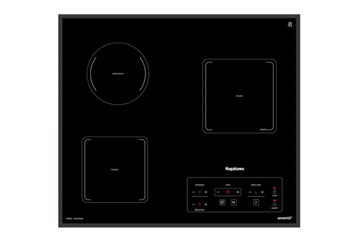 Bếp Từ Đôi Nagakawa NK2C22MB UltraSlim - Thiết Kế Sang Trọng, Công Nghệ Inverter Tiết Kiệm Điện, Chức Năng Booster Nấu Nhanh, Đảm Bảo An Toàn