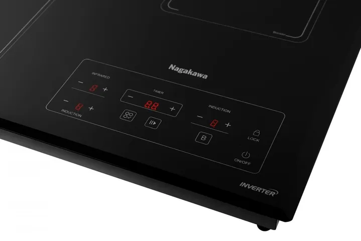 Bếp Từ Đôi Nagakawa NK2C22MB UltraSlim - Thiết Kế Sang Trọng, Công Nghệ Inverter Tiết Kiệm Điện, Chức Năng Booster Nấu Nhanh, Đảm Bảo An Toàn