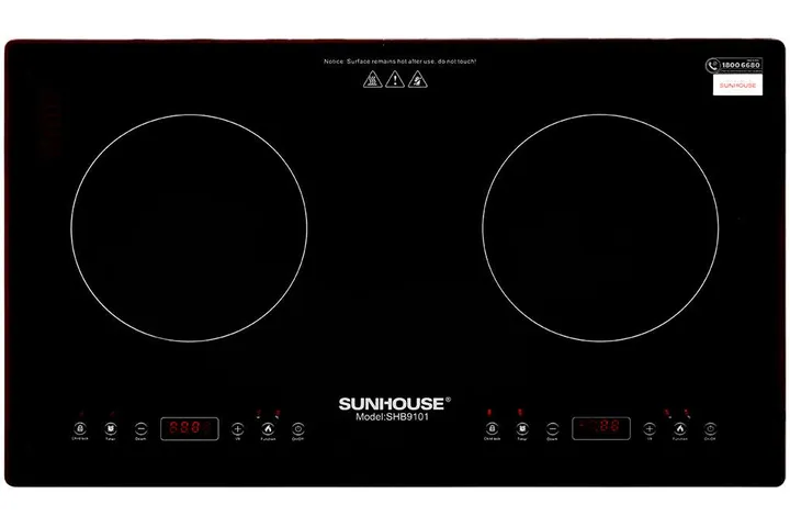 Bếp từ đôi Sunhouse SHB9101 - Bếp từ hiện đại lắp âm, bảng điều khiển cảm ứng, mặt kính ceramic bền đẹp, hẹn giờ tiện lợi