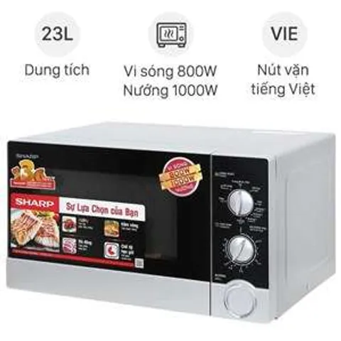 Lò Vi Sóng Cơ Có Nướng Sharp R-G302VN-S 23 Lít - Hẹn Giờ 35 Phút, Công Suất 800W, Thiết Kế Đơn Giản, Tiện Dụng Cho Gia Đình Nhỏ