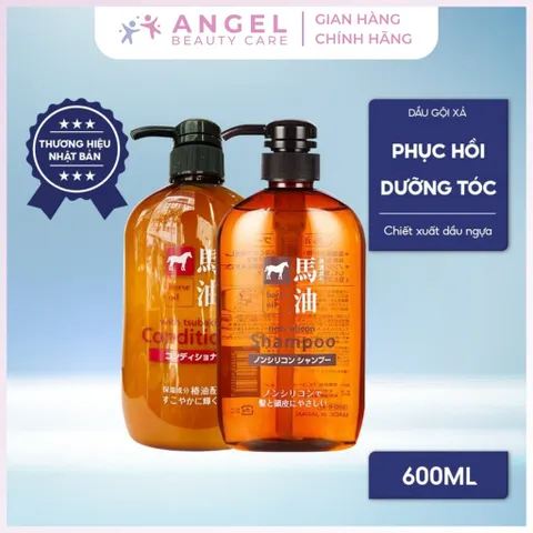 Cặp dầu gội xả Horse Oil Non Silicon 600ml dưỡng tóc mềm mượt giảm khô xơ