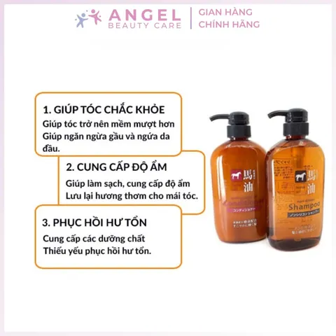 Cặp dầu gội xả Horse Oil Non Silicon 600ml dưỡng tóc mềm mượt giảm khô xơ