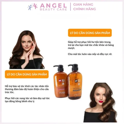 Cặp dầu gội xả Horse Oil Non Silicon 600ml dưỡng tóc mềm mượt giảm khô xơ