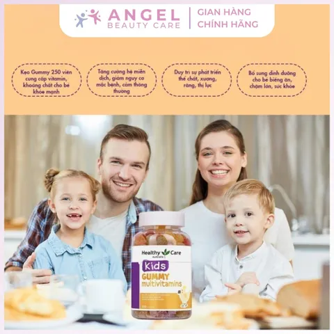 Kẹo dẻo bổ sung vitamin tổng hợp Healthy Care Kids Gummy Multivitamins, 250 Viên