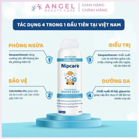Xịt Vệ Sinh Nipcare 80ml - Ngừa Hăm, Bảo Vệ Da Bé Nhạy Cảm